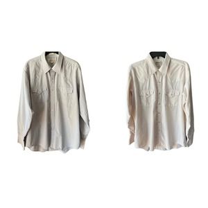Vintage Sheplers Western Shirt Pearl Snap 16.5 35 XL gray/tan Long Sleeve